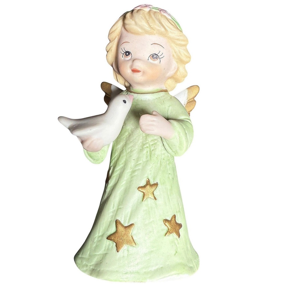 Vintage Lefton Angel Holding‎ Dove Figurine 1987 Hand Painted 06365